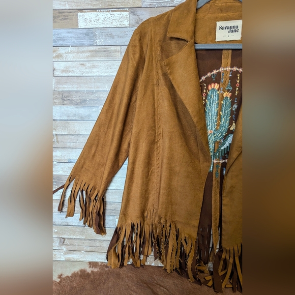 Savanna Jane Brown Fringe Jacket with Embroidered Design - Picture 13 of 16